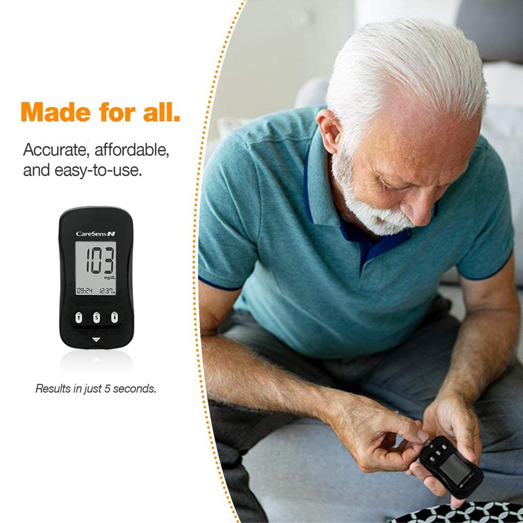 Blood Glucose Monitor Kit with 100 Test Strips, 100 Lancets, Lancing Device, Control Solution, Travel Case P986258
