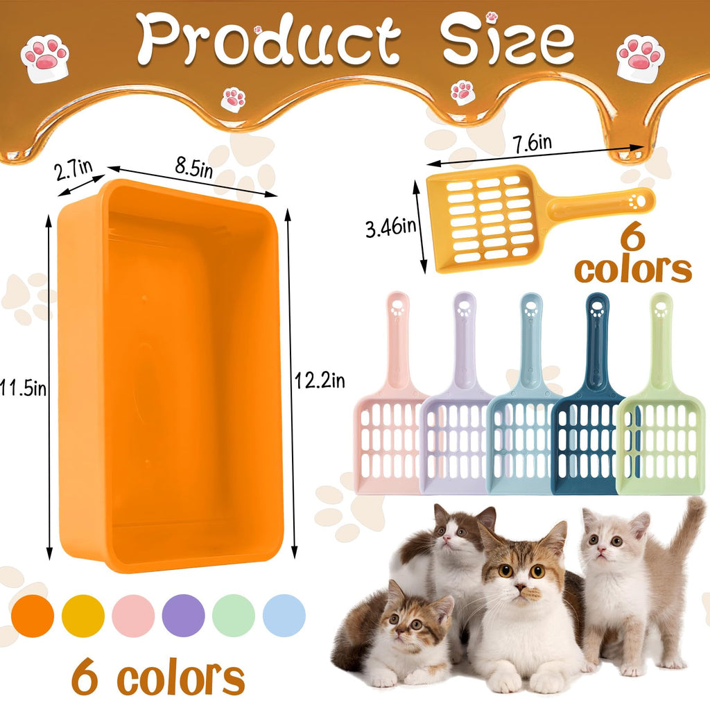 6 Pcs Plastic Kitten Litter Box Set with Scooper G227