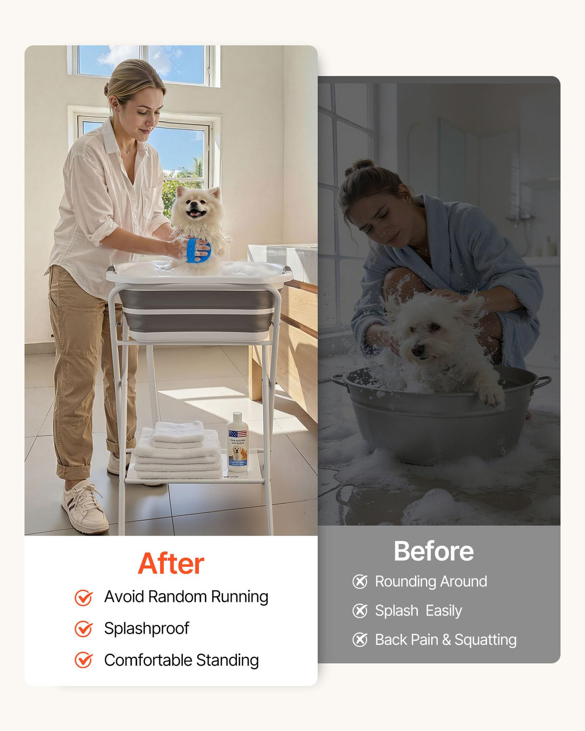 Elevated Collapsible Pet Bathtub with Drain Hose Q637594