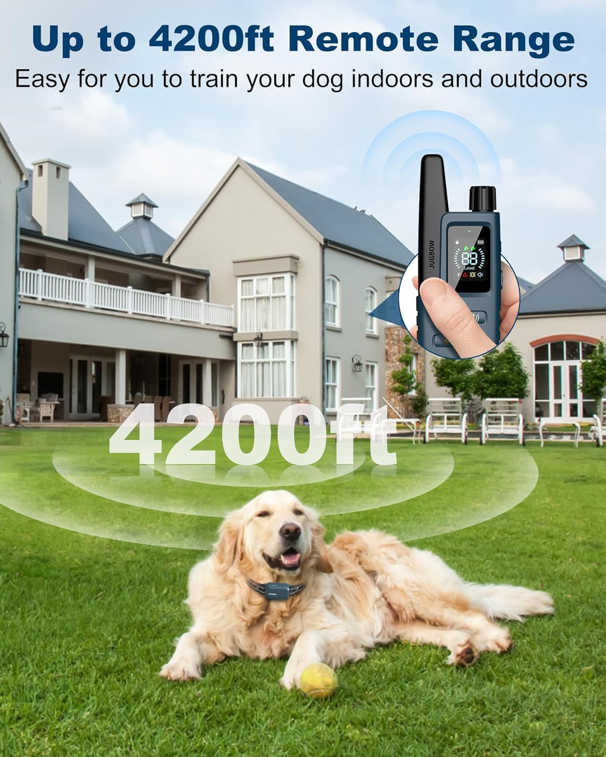 4500FT IPX8 Waterproof Rechargeable Dog Training Collar with Remote R613282