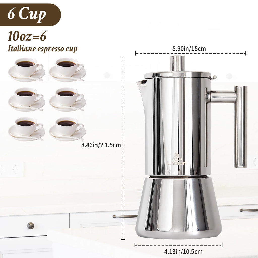 6 Cup Stainless Steel Stovetop Espresso Maker U749807