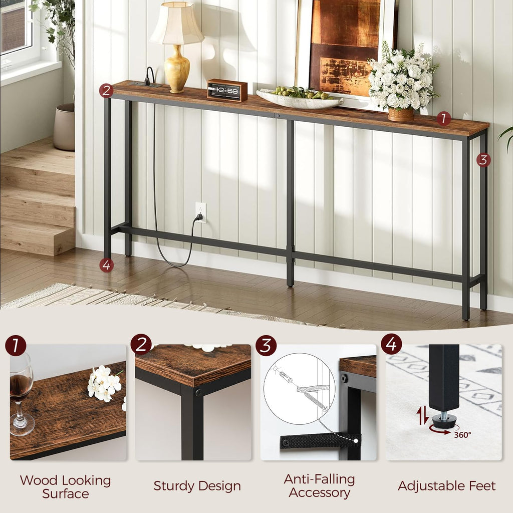 70.9" Narrow Console Table with Power Outlet G8330