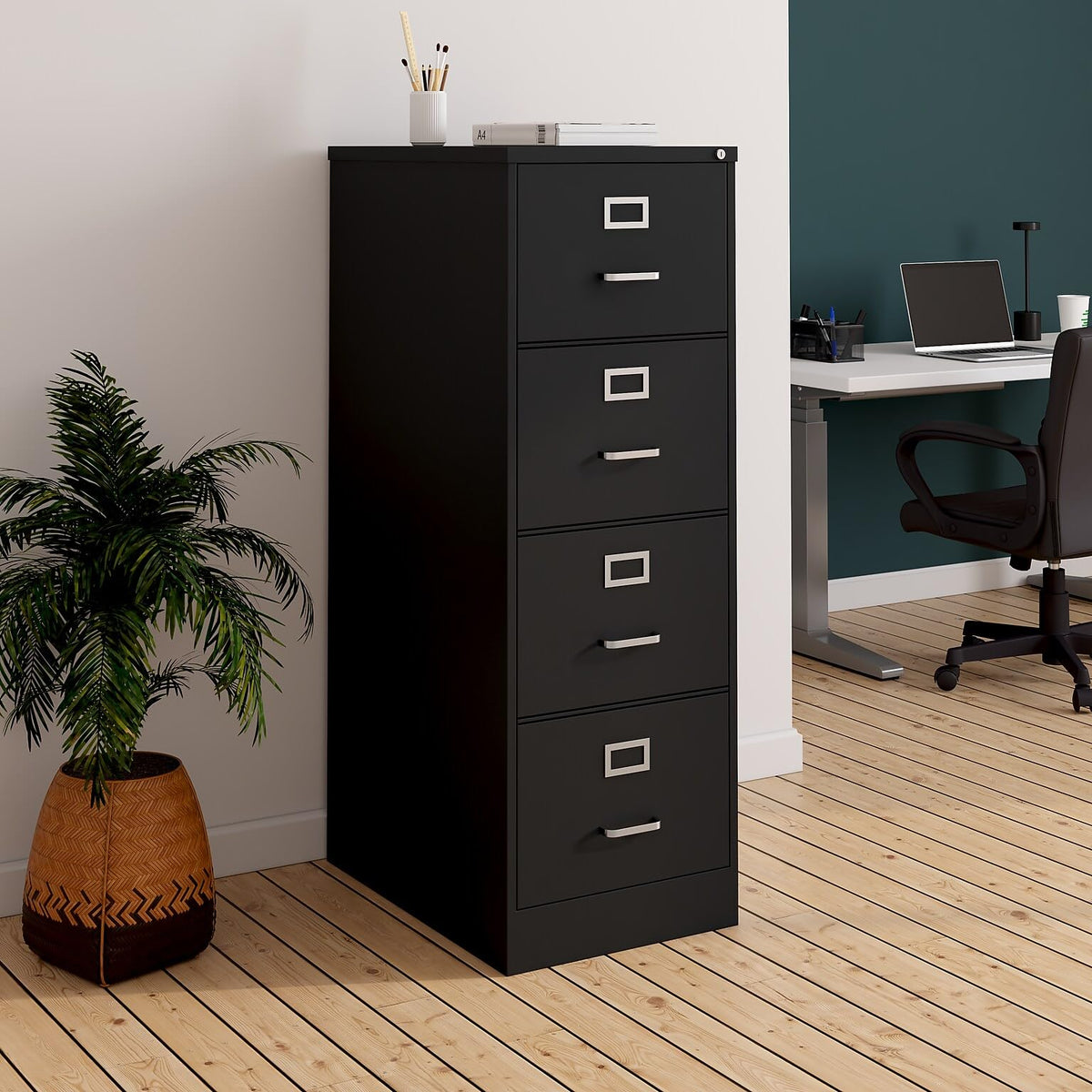 4 Drawer Black Vertical File Cabinet K6502