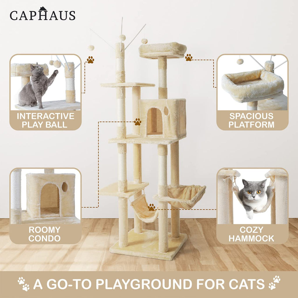 70-Inch Multi-Level Cat Tree with Hammock and Cat Cave F4277