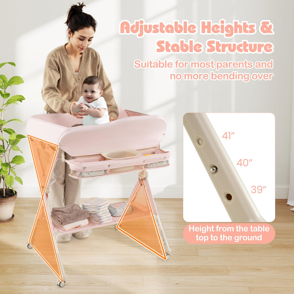Portable Baby Changing Table with Wheels M722