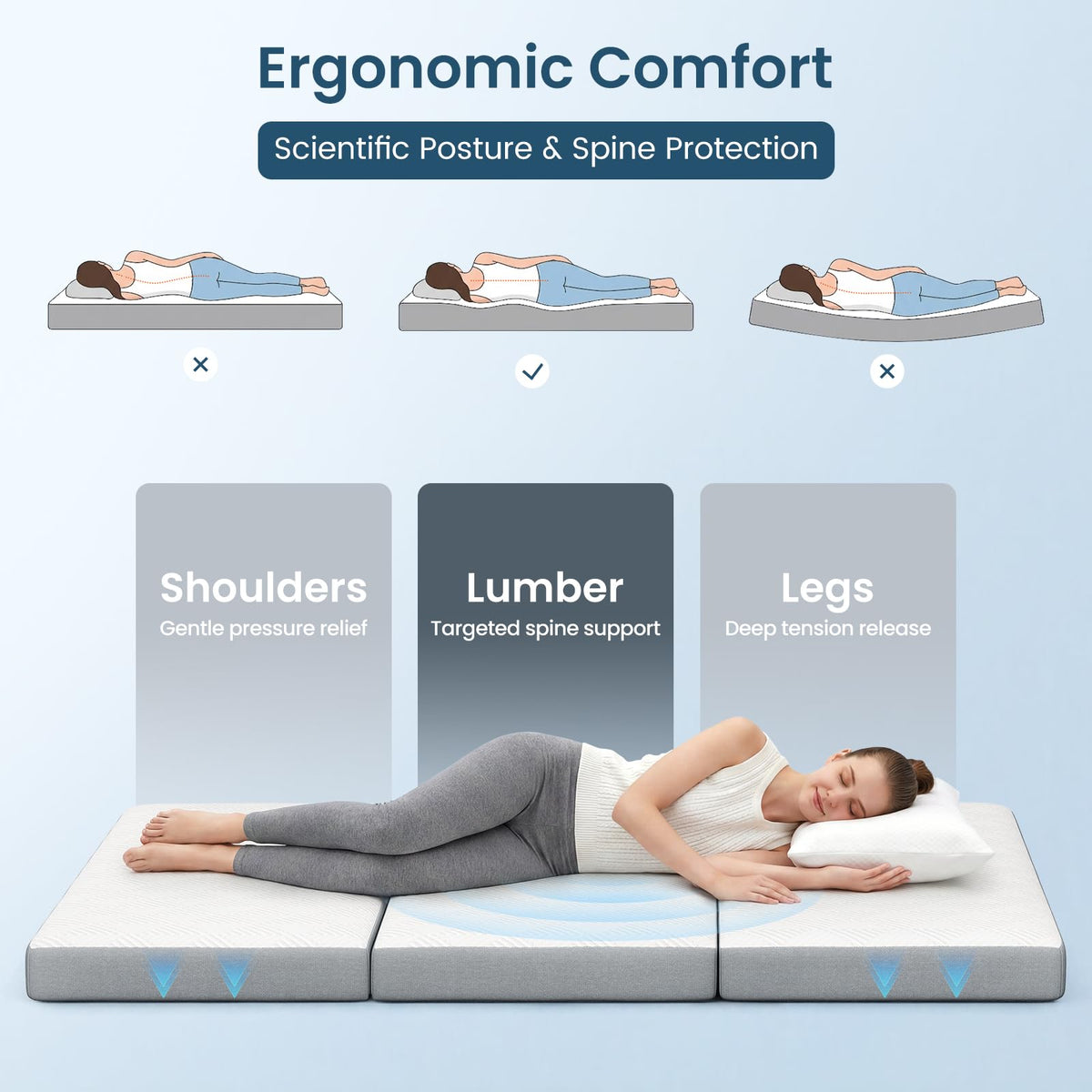 Queen 4 Inch Foldable Memory Foam Mattress R573592