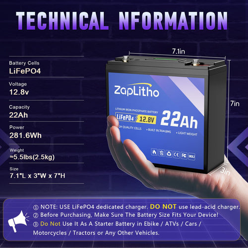 12V 22Ah LiFePO4 Lithium Battery L4312