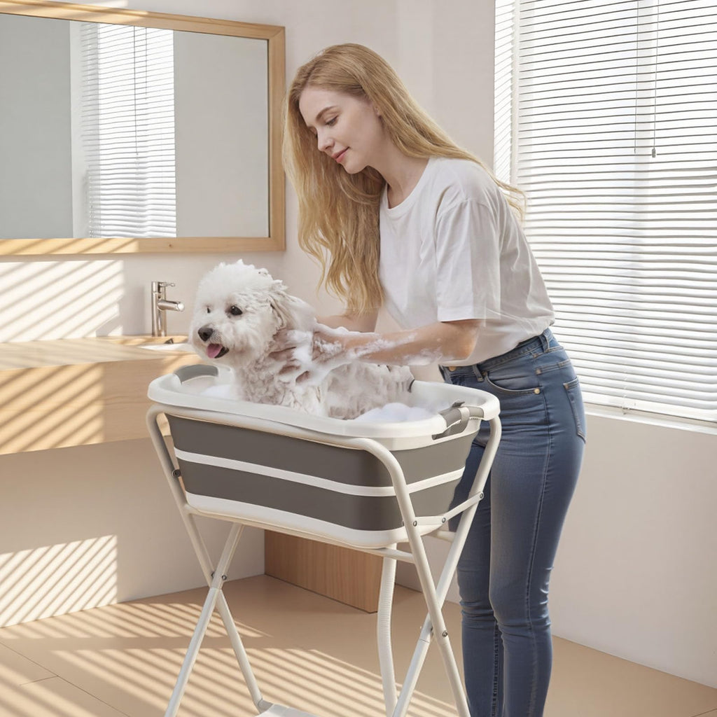 Elevated Collapsible Pet Bathtub with Drain Hose Q637594