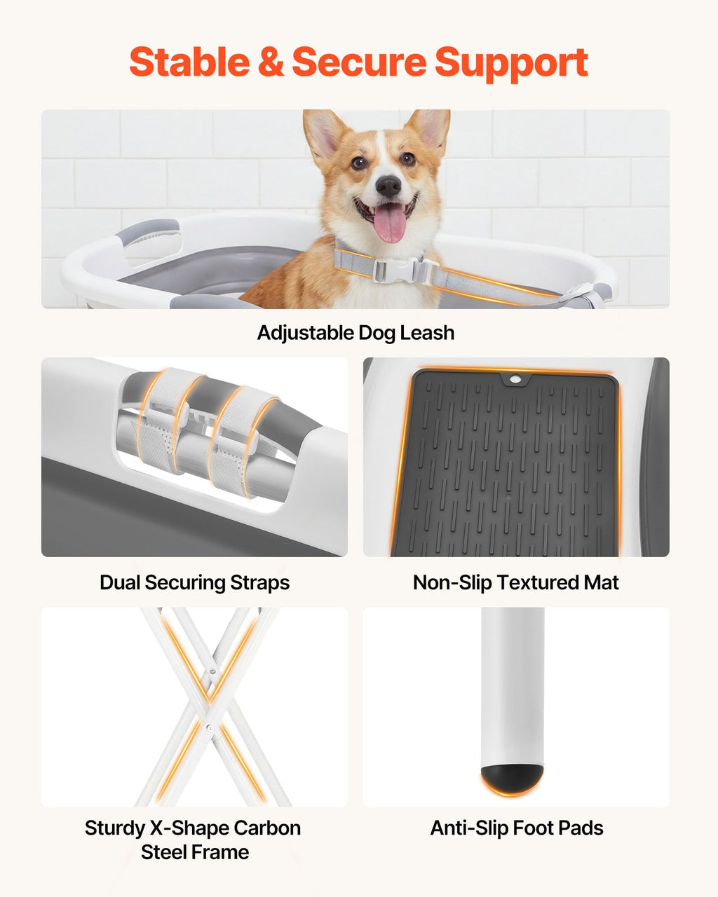 Elevated Collapsible Pet Bathtub with Drain Hose Q637594
