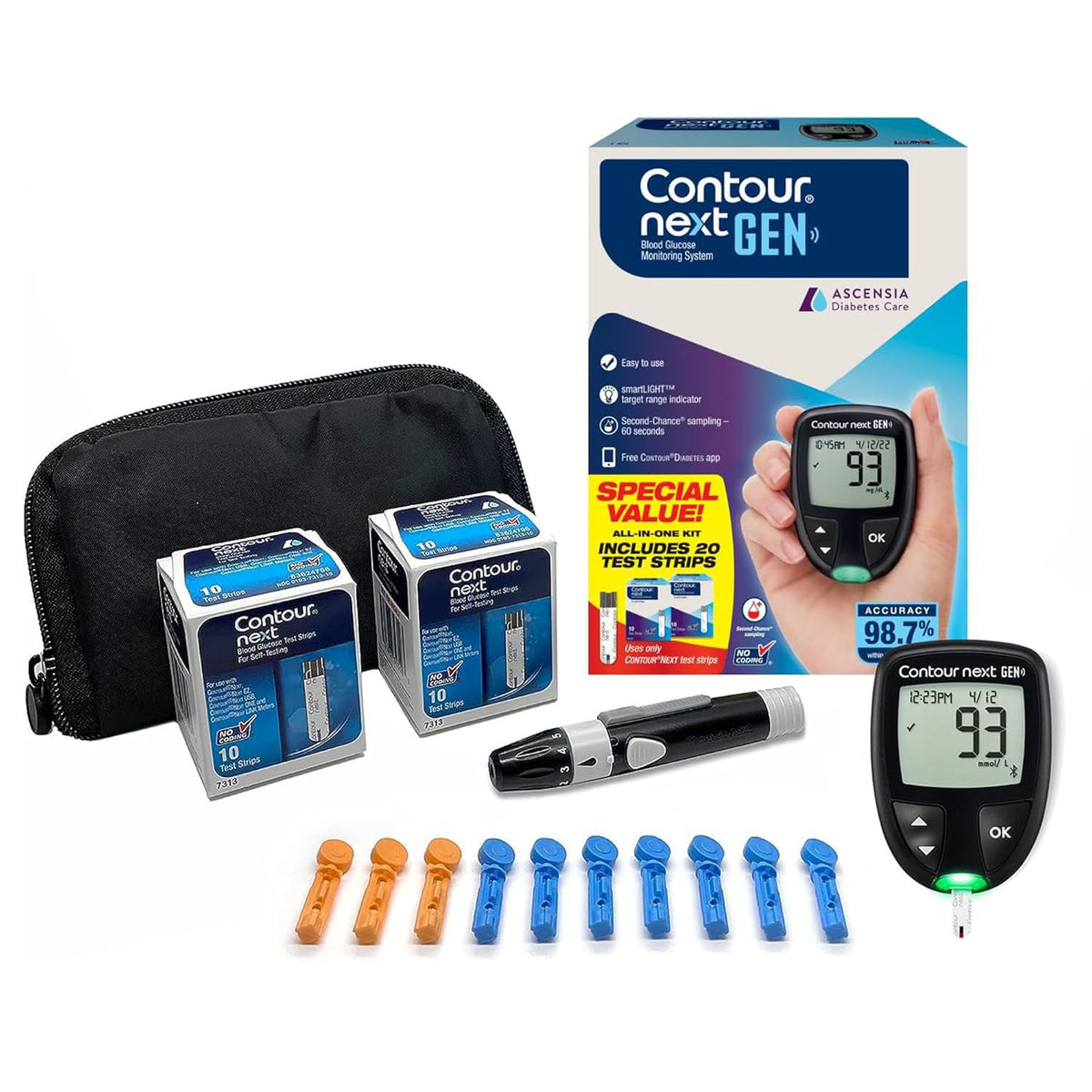 Blood Glucose Monitor Kit + 20 Strips H37611