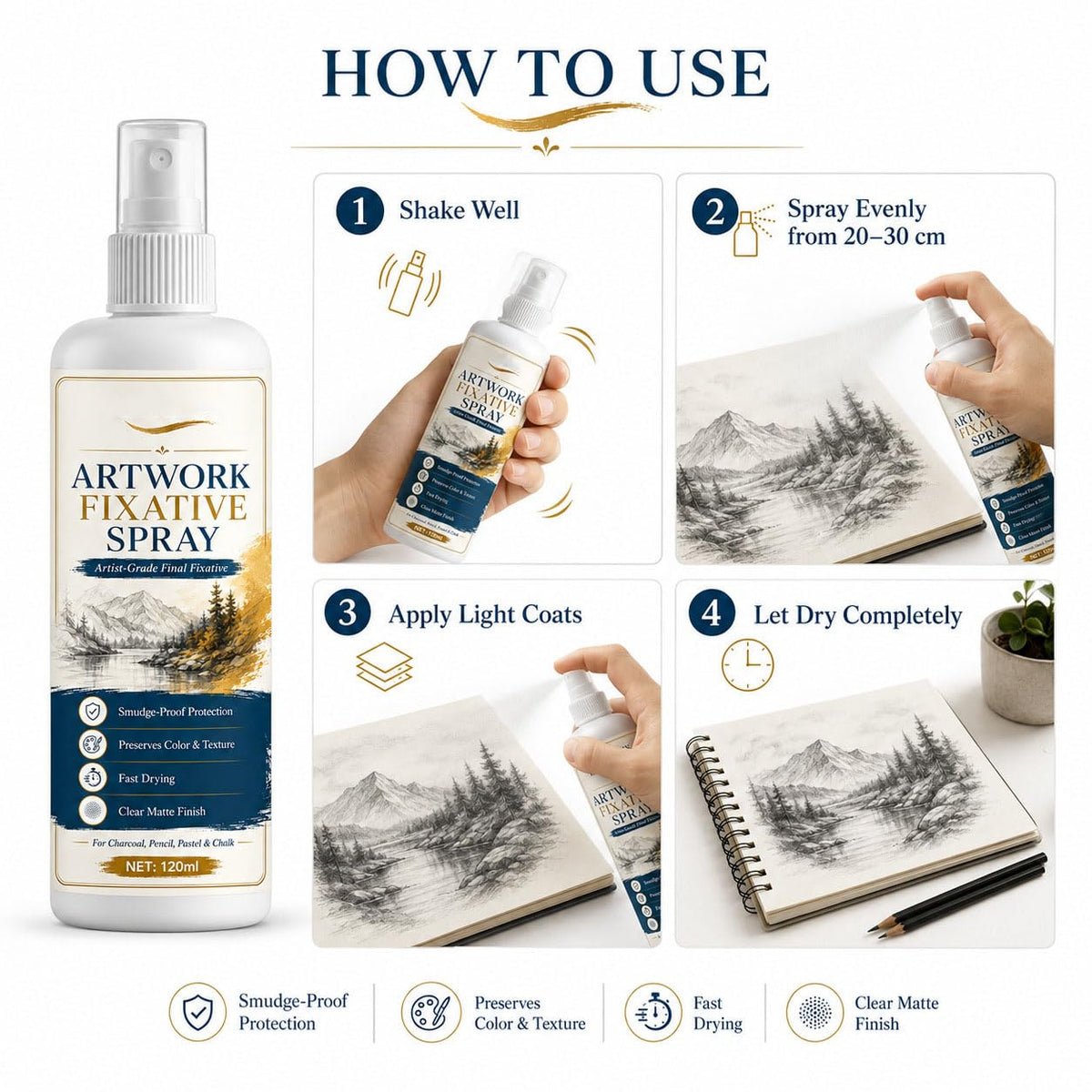 Matte Quick Dry Artwork Fixative Spray 5Pcs Q505