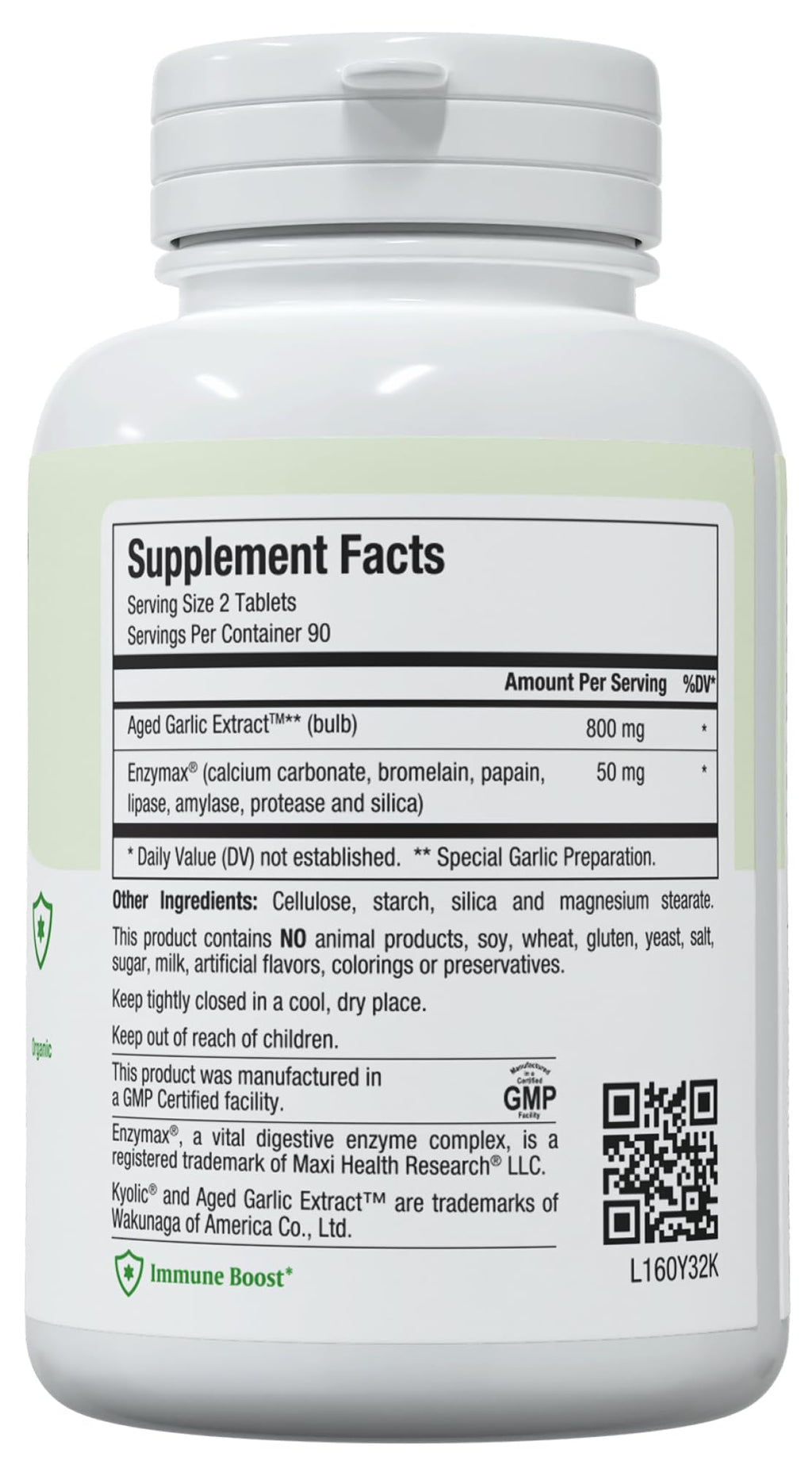 Aged Garlic Extract Supplement 180 Count K50046