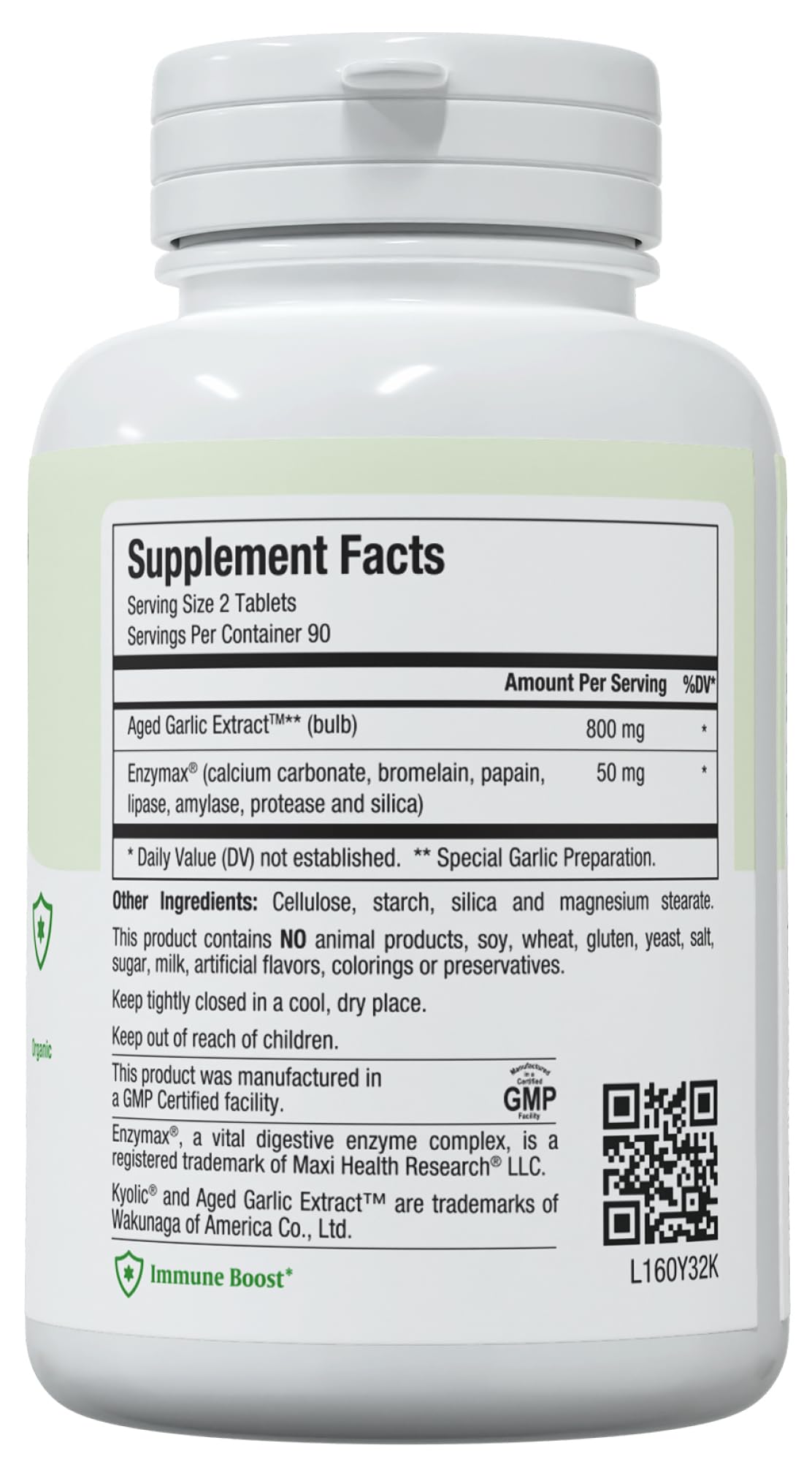 Aged Garlic Extract Supplement 180 Count K50046