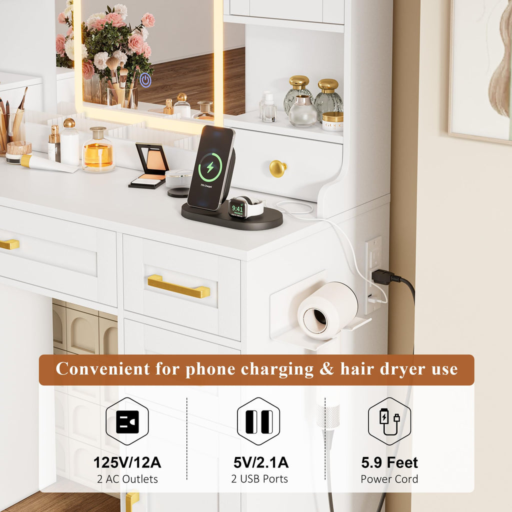 Vanity Desk with Mirror and LED Lights U453