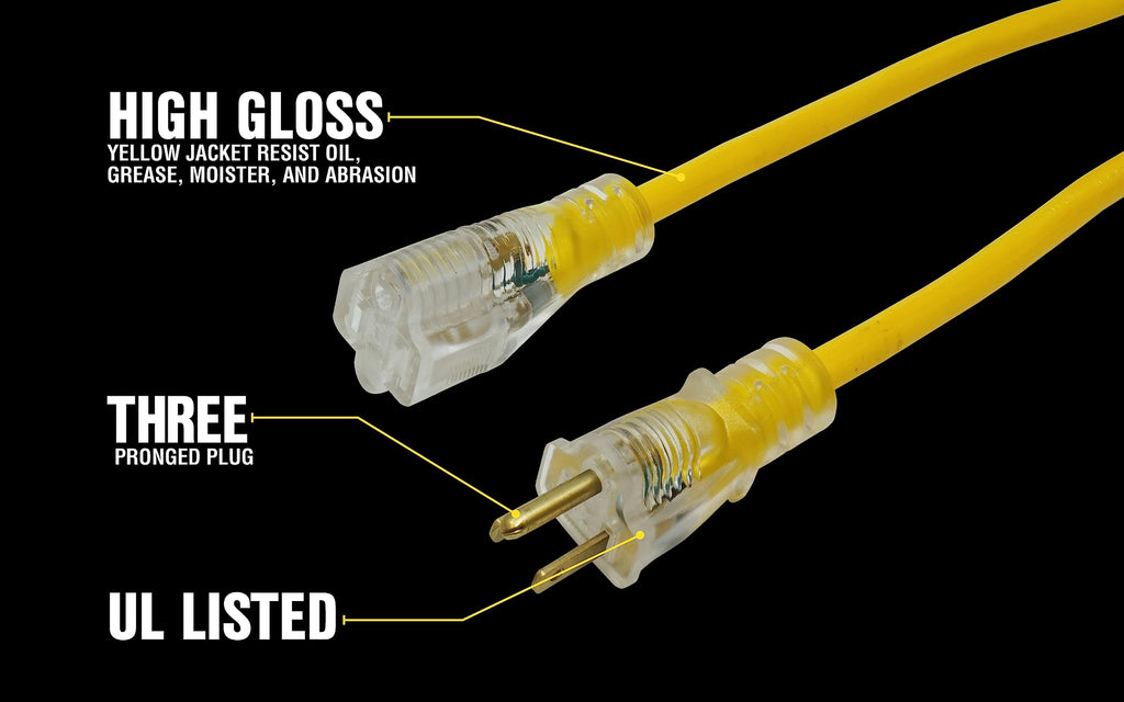 Yellow 100ft. 12/3 15Amp Heavy Duty Extension Cord O91914
