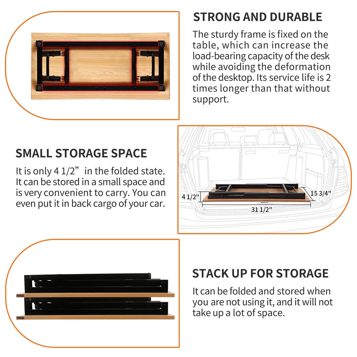 Small Folding Computer Desk 31.5x15.7 Inch Teak U66903