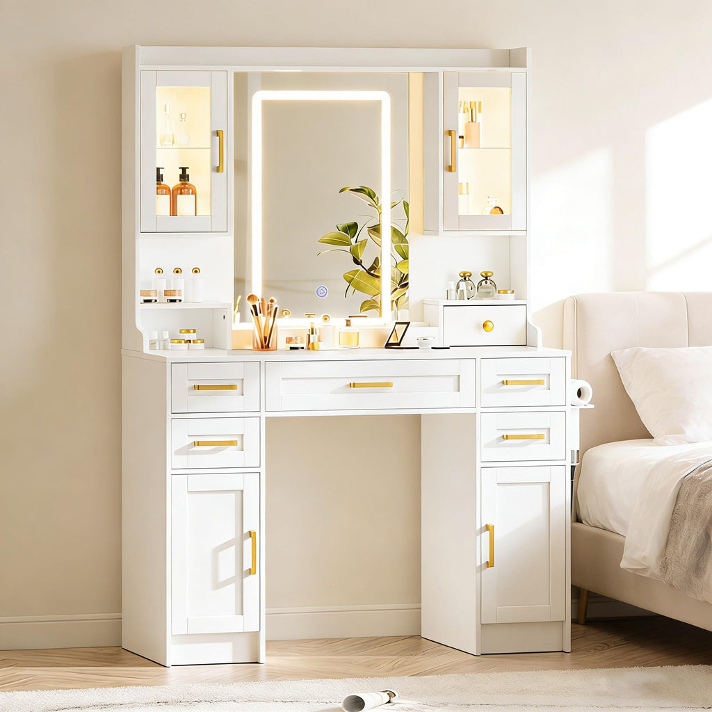 Vanity Desk with Mirror and LED Lights U453