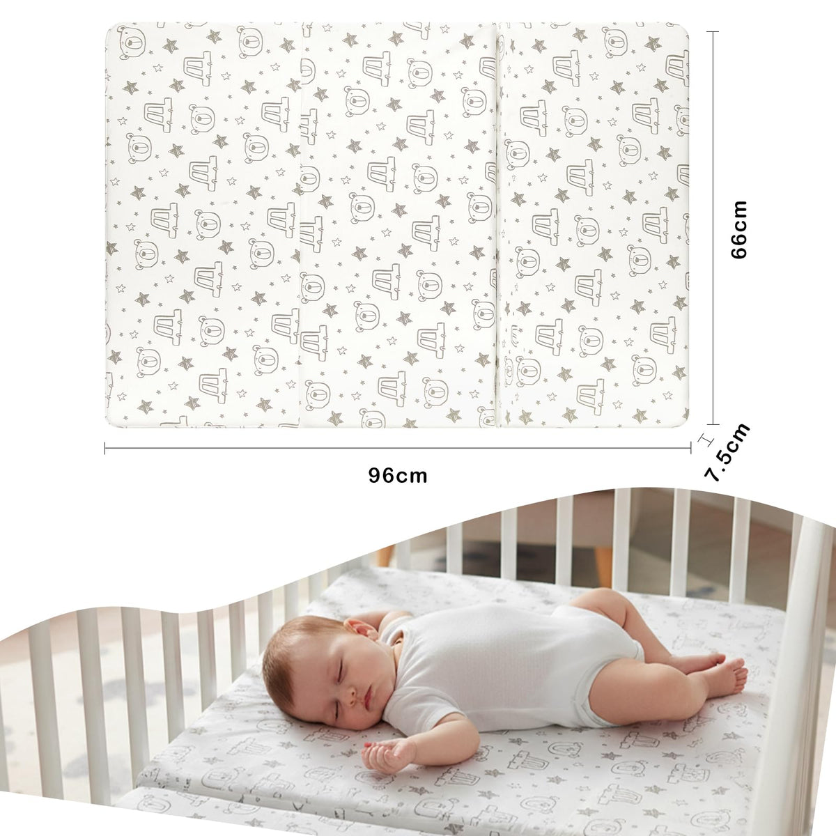 Trifold Pack and Play Mattress 38'' x 26'' x 3'' Memory Foam with Carry Bag P58288