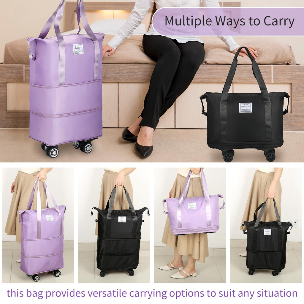 Expandable Rolling Duffle Bag with Wheels, 18L to 30L, Black X962130