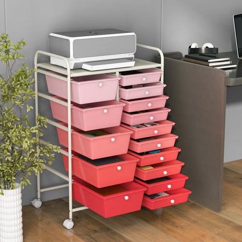 15 Drawer Multicolor Rolling Storage Cart I583742