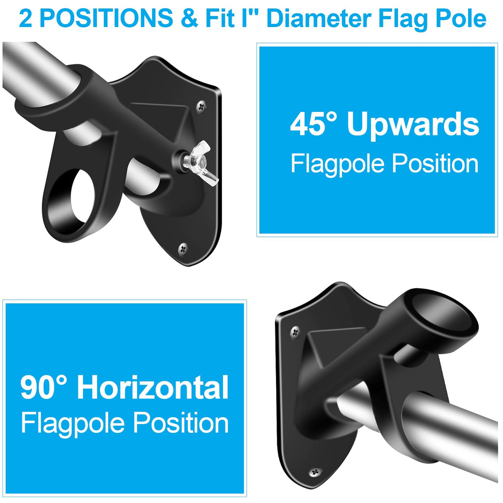 Black 5 FT Stainless Steel Wall Mount Flag Pole Kit H9714