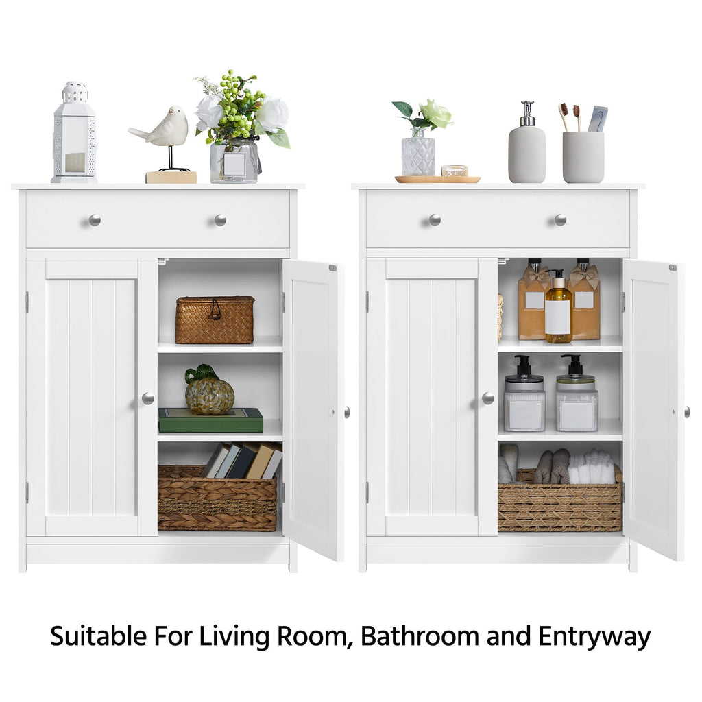 White Bathroom Storage Cabinet with Drawer and 2 Doors I97487