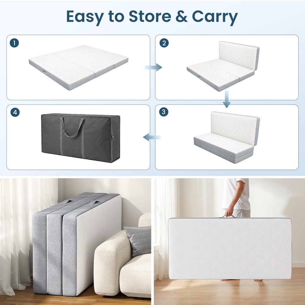 Queen 4 Inch Foldable Memory Foam Mattress R573592