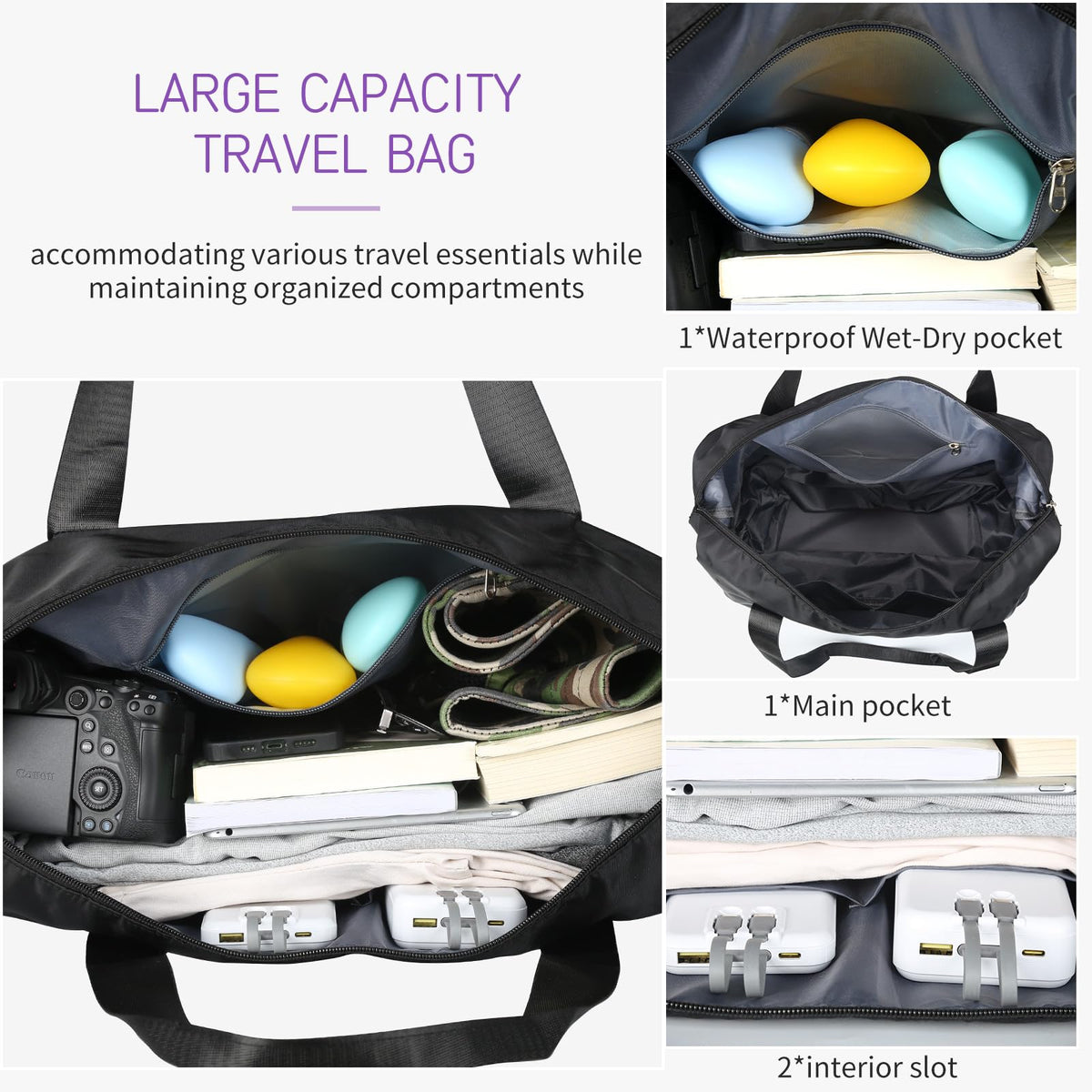 Expandable Rolling Duffle Bag with Wheels, 18L to 30L, Black X962130