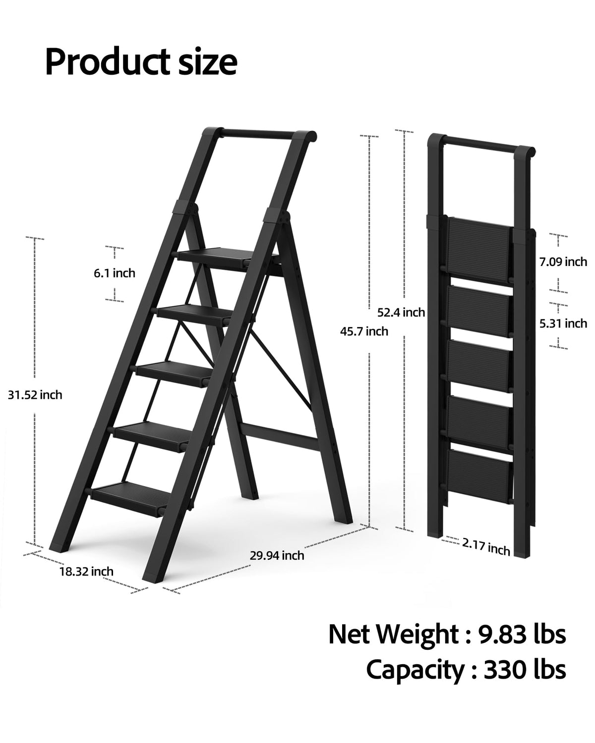 5 Step Aluminum Folding Ladder K837