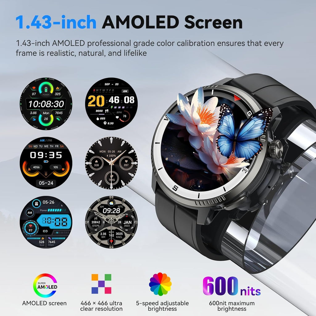 Black GPS Smartwatch with Heart Rate Monitor Q403