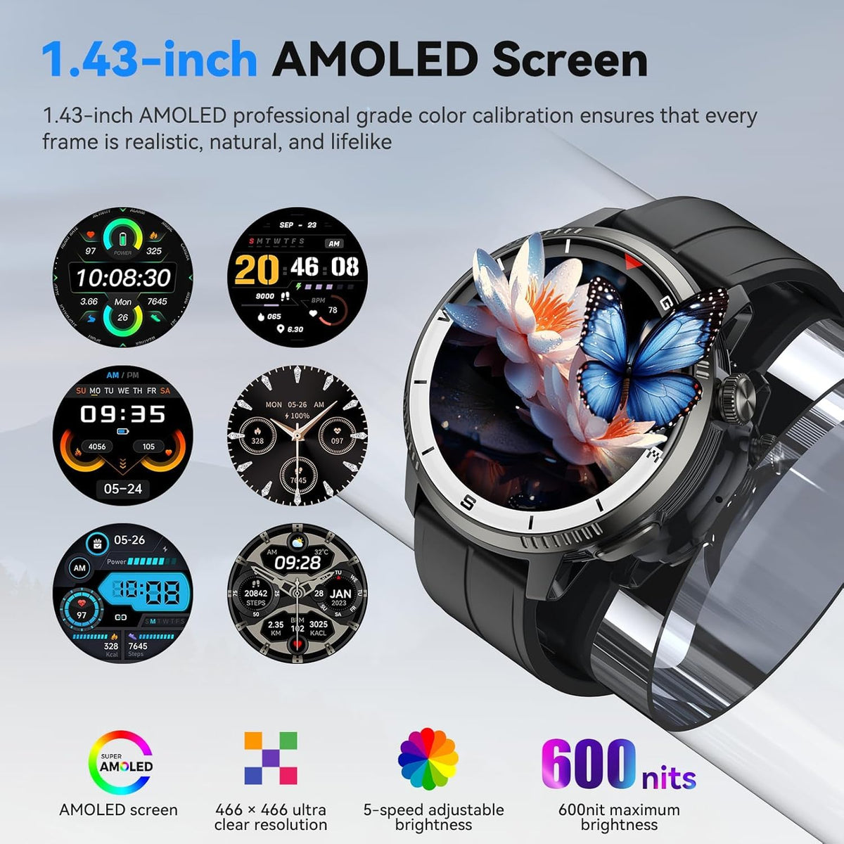 Black GPS Smartwatch with Heart Rate Monitor Q403