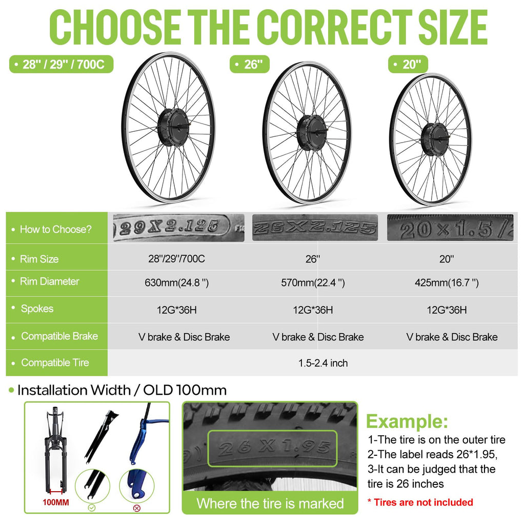 48V 500W Front Wheel Electric Bike Conversion Kit U4333
