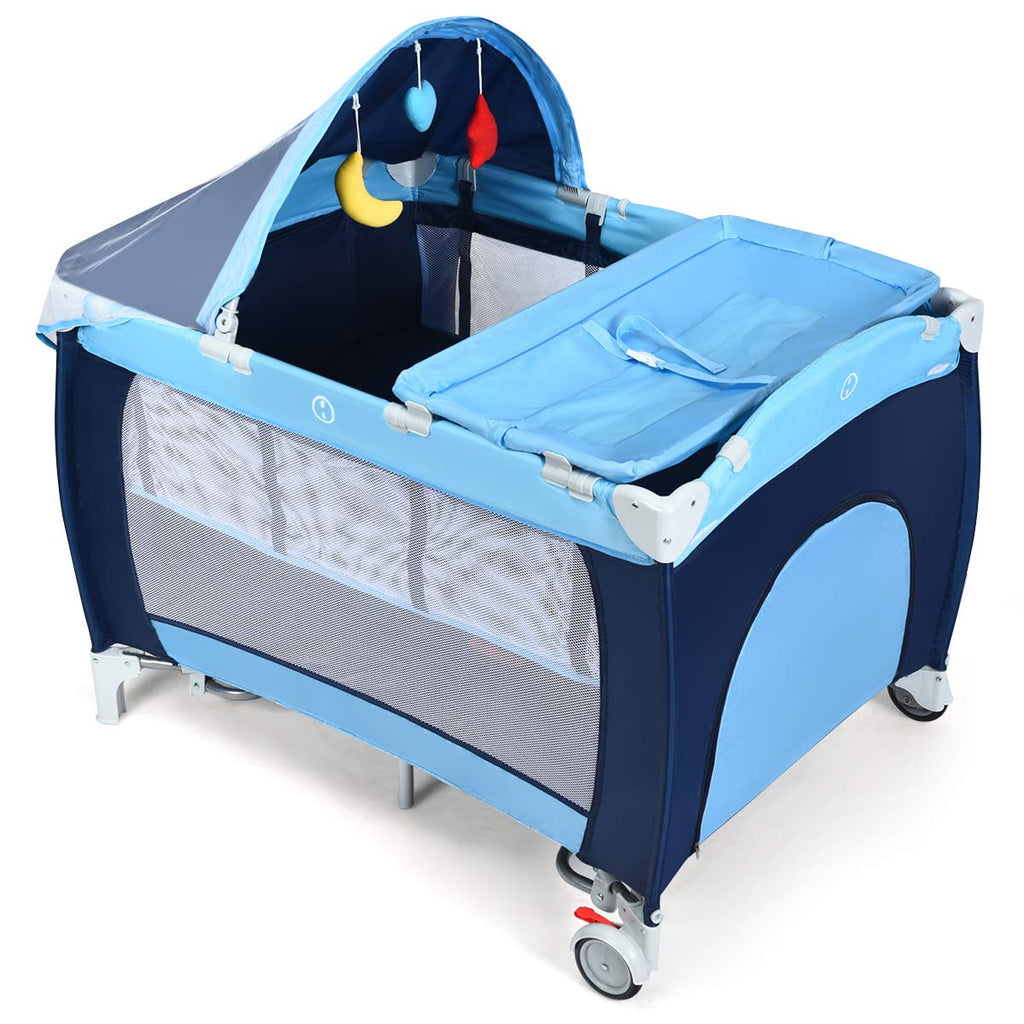4-in-1 Portable Baby Playard with Bassinet and Changing Table P13149