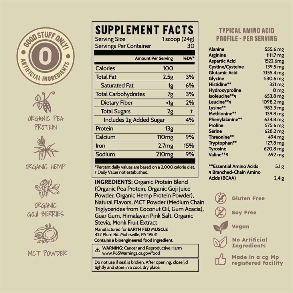 Organic Plant Protein Powder Vanilla 1.74 lb S369041