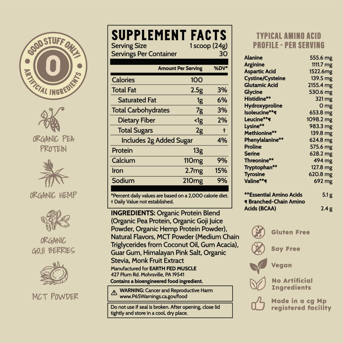 Organic Plant Protein Powder Vanilla 1.74 lb S369041
