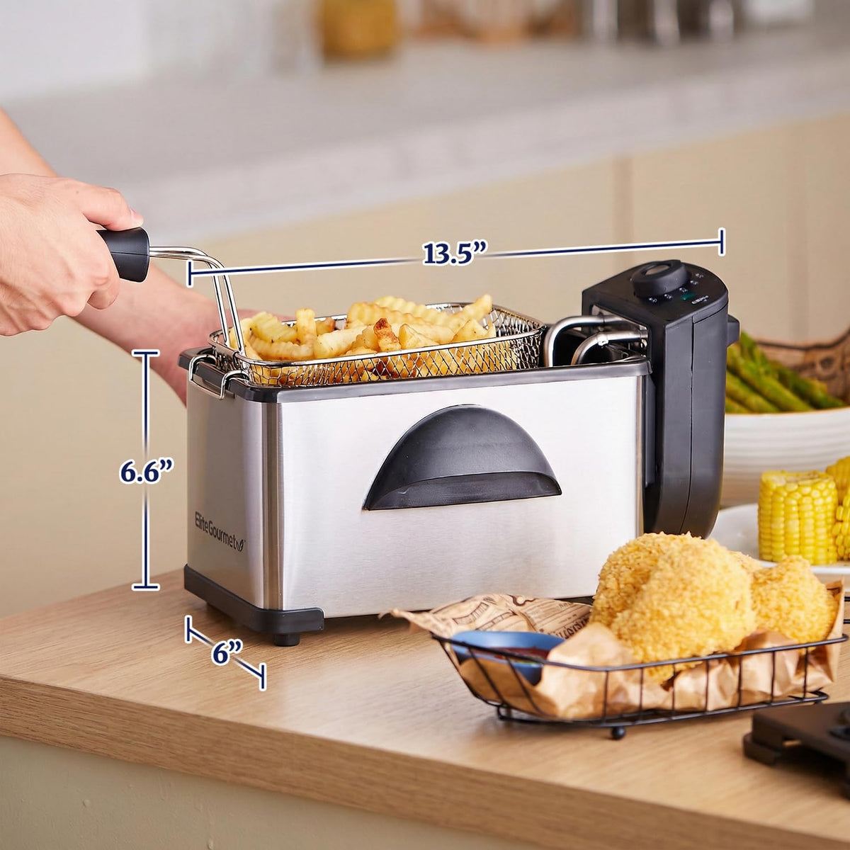 2Qt Immersion Deep Fryer with Removable Basket V48795