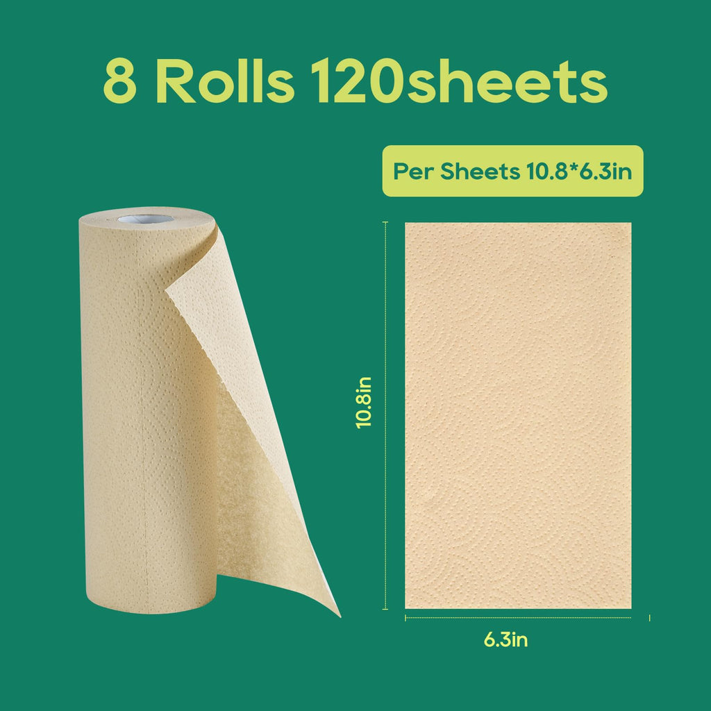 Bamboo Paper Towels, 8 Rolls, 2 Ply 120 Sheets Q58432