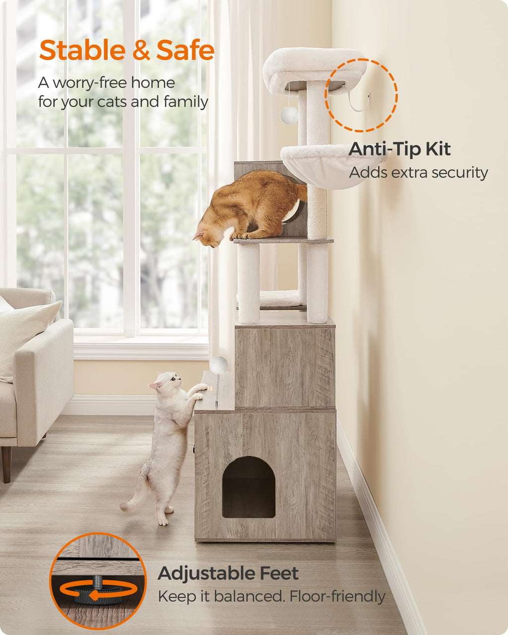 70.1-Inch Tall Cat Tree with Litter Box Enclosure P98338