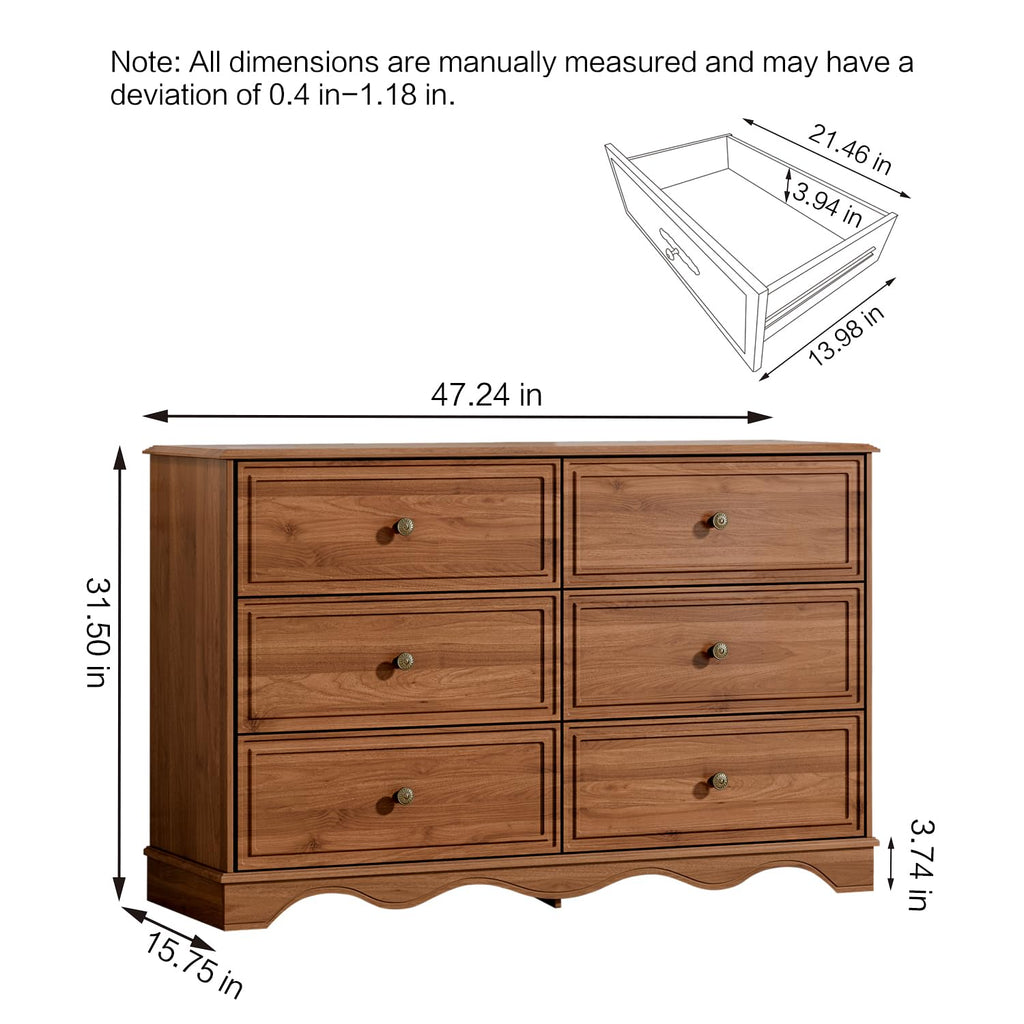 Chestnut 6 Drawer Chest of Drawers T5557