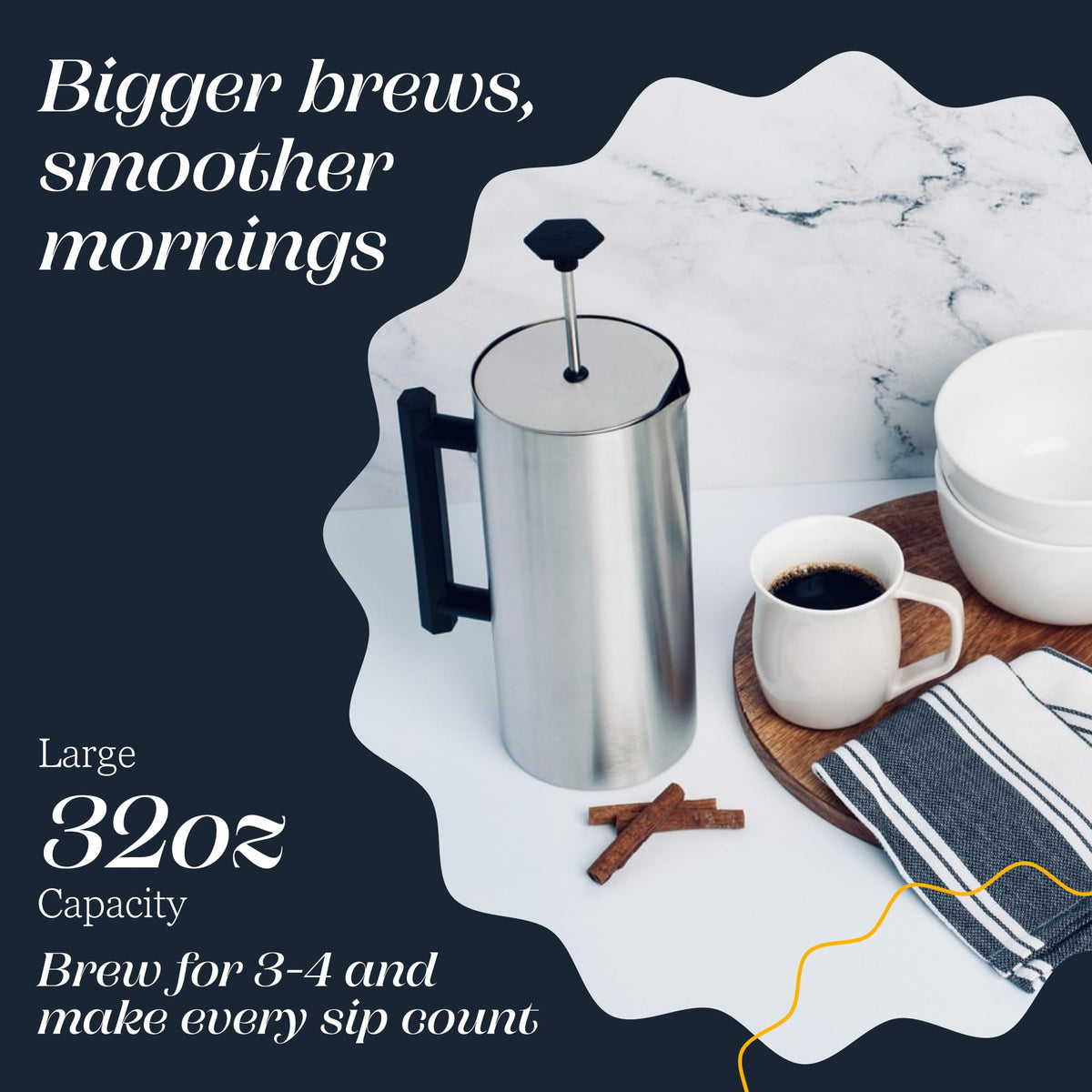 32oz Stainless Steel French Press M7881