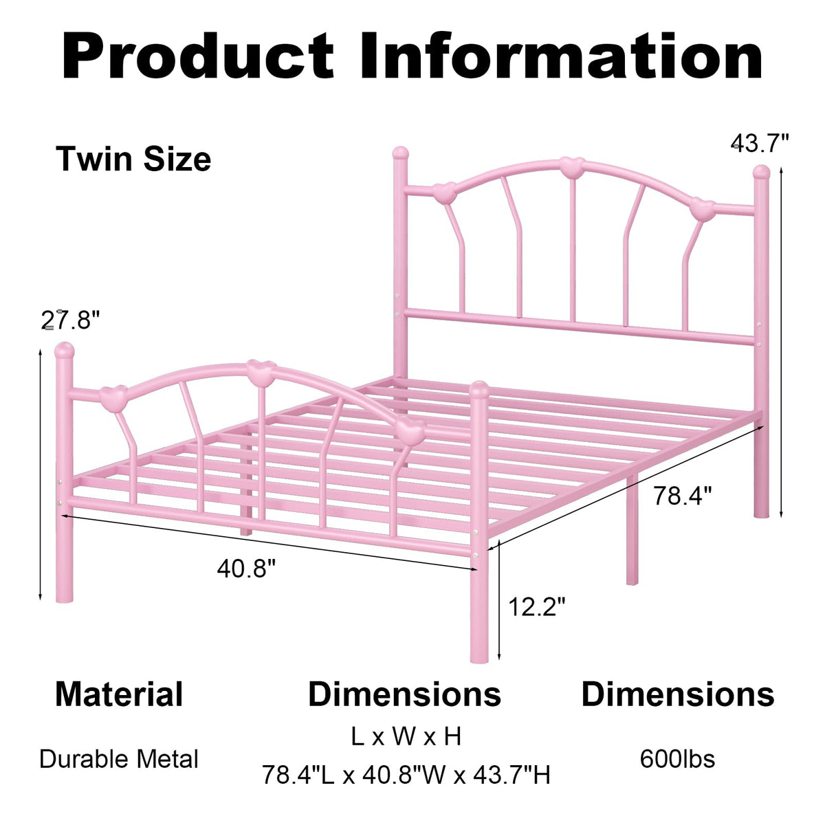 Twin Metal Platform Bed H122