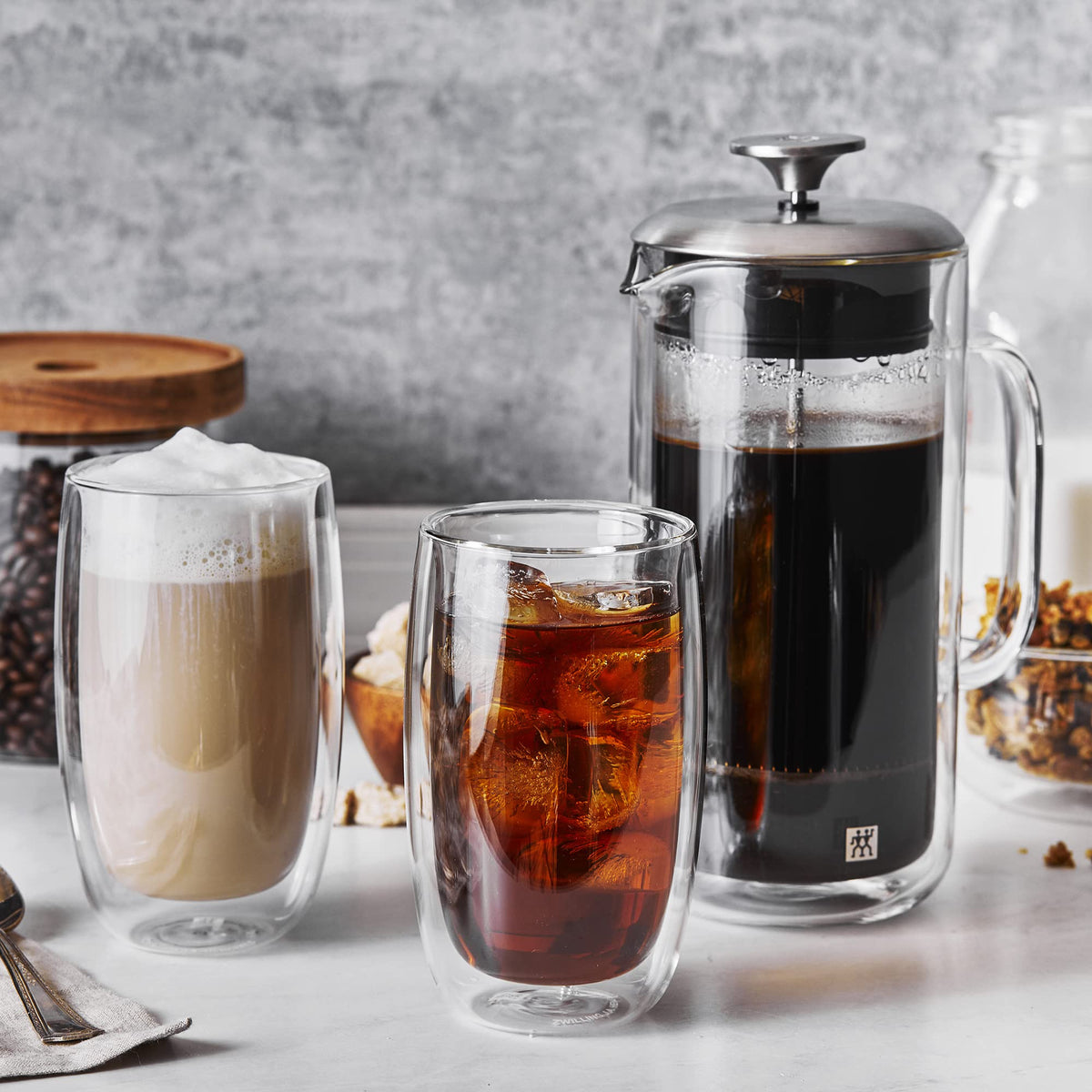 Double Wall French Press and Latte Glass G255564