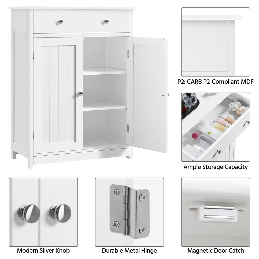 White Bathroom Storage Cabinet with Drawer and 2 Doors I97487