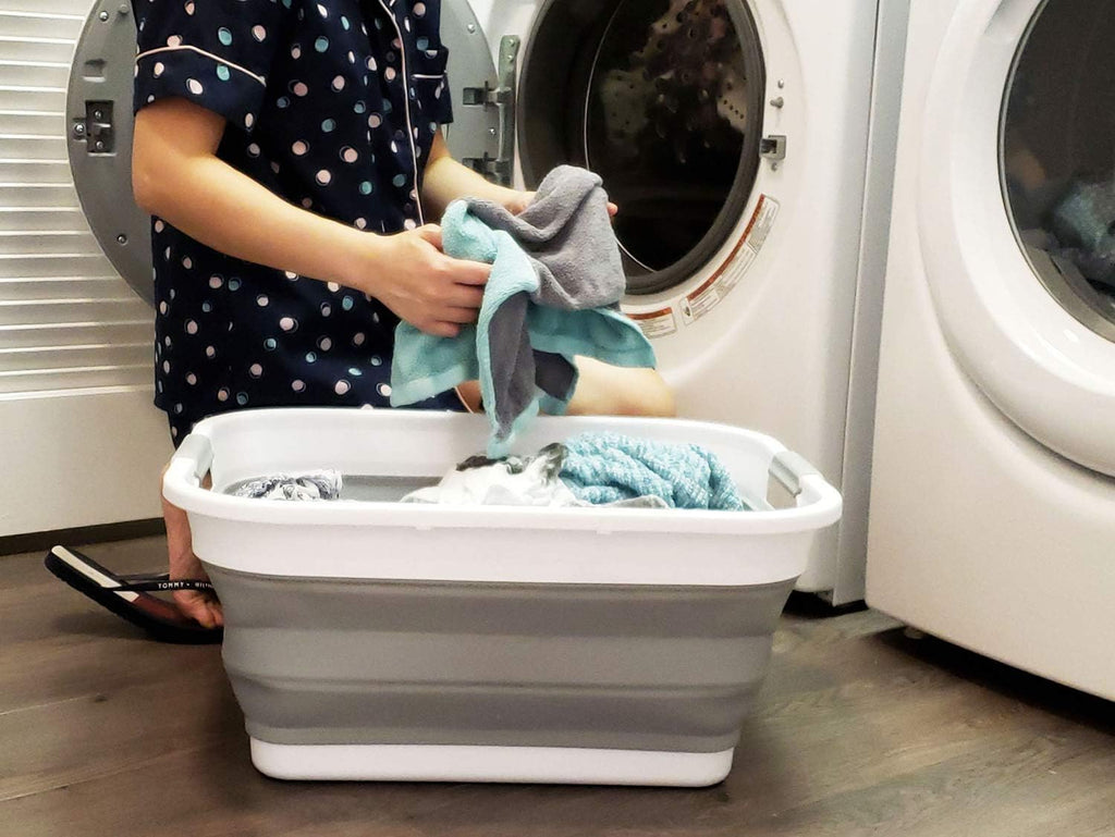 Collapsible Plastic Laundry Basket Set of 2 T258337