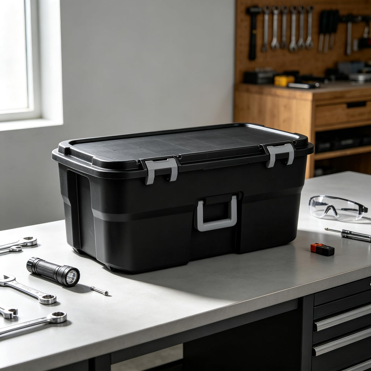 Storage Chest 22 Gal Heavy Duty Lockable Trunk with Wheels W444446