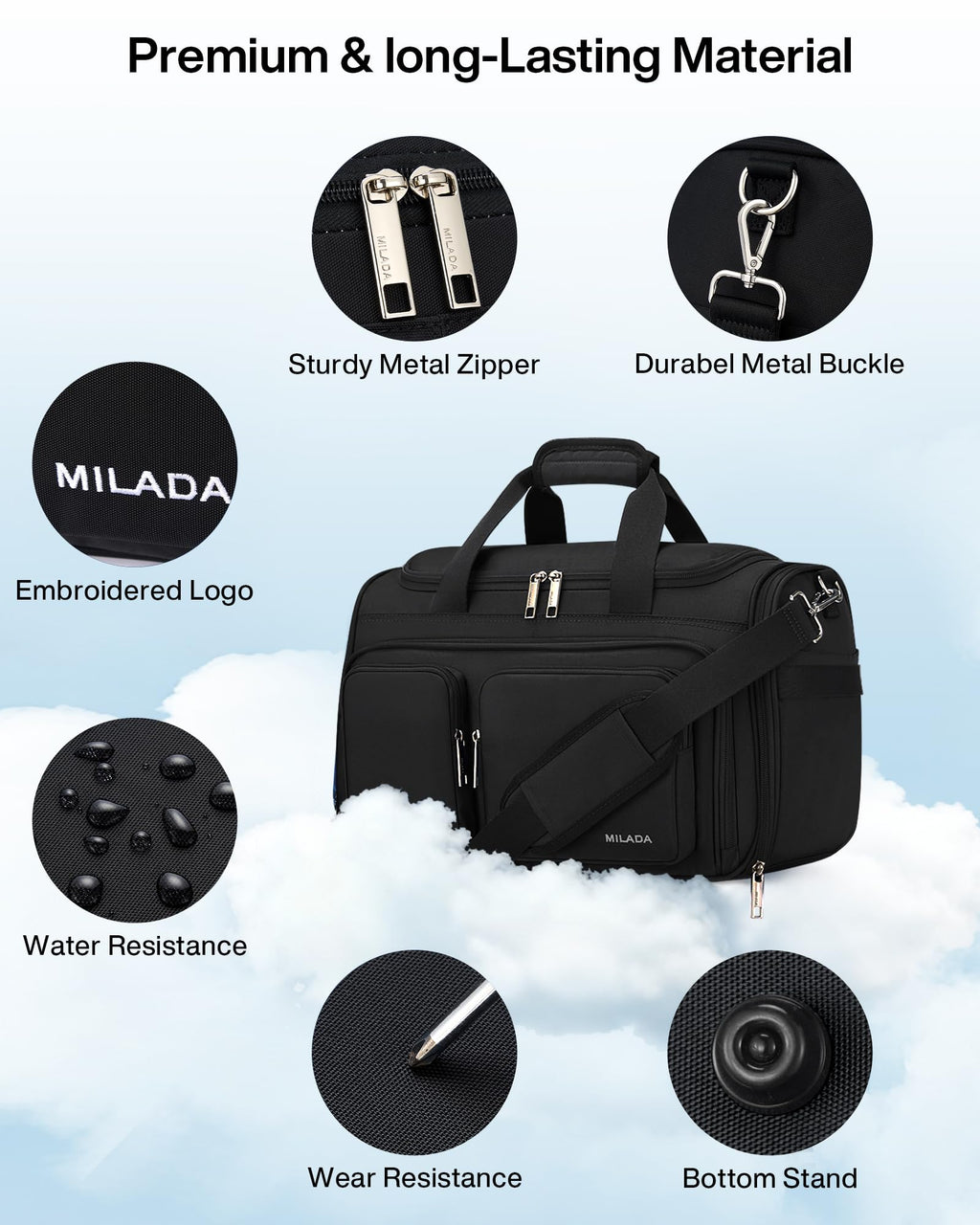 Lightweight Foldable Underseat Carry On Luggage Black J4156