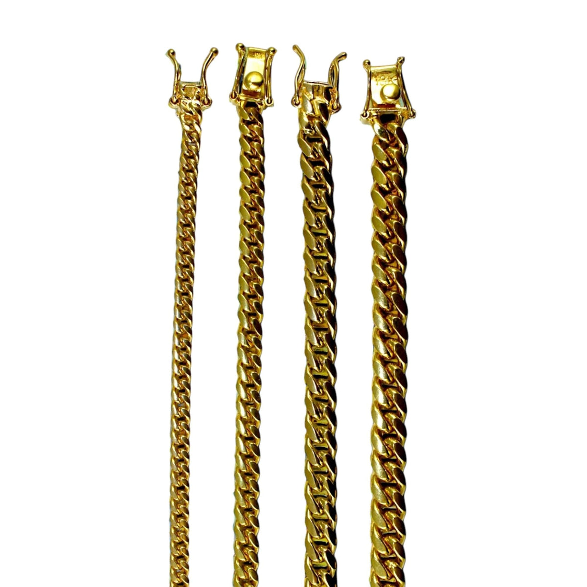 18K Yellow Gold Cuban Link Chain Necklace Bracelet L103243