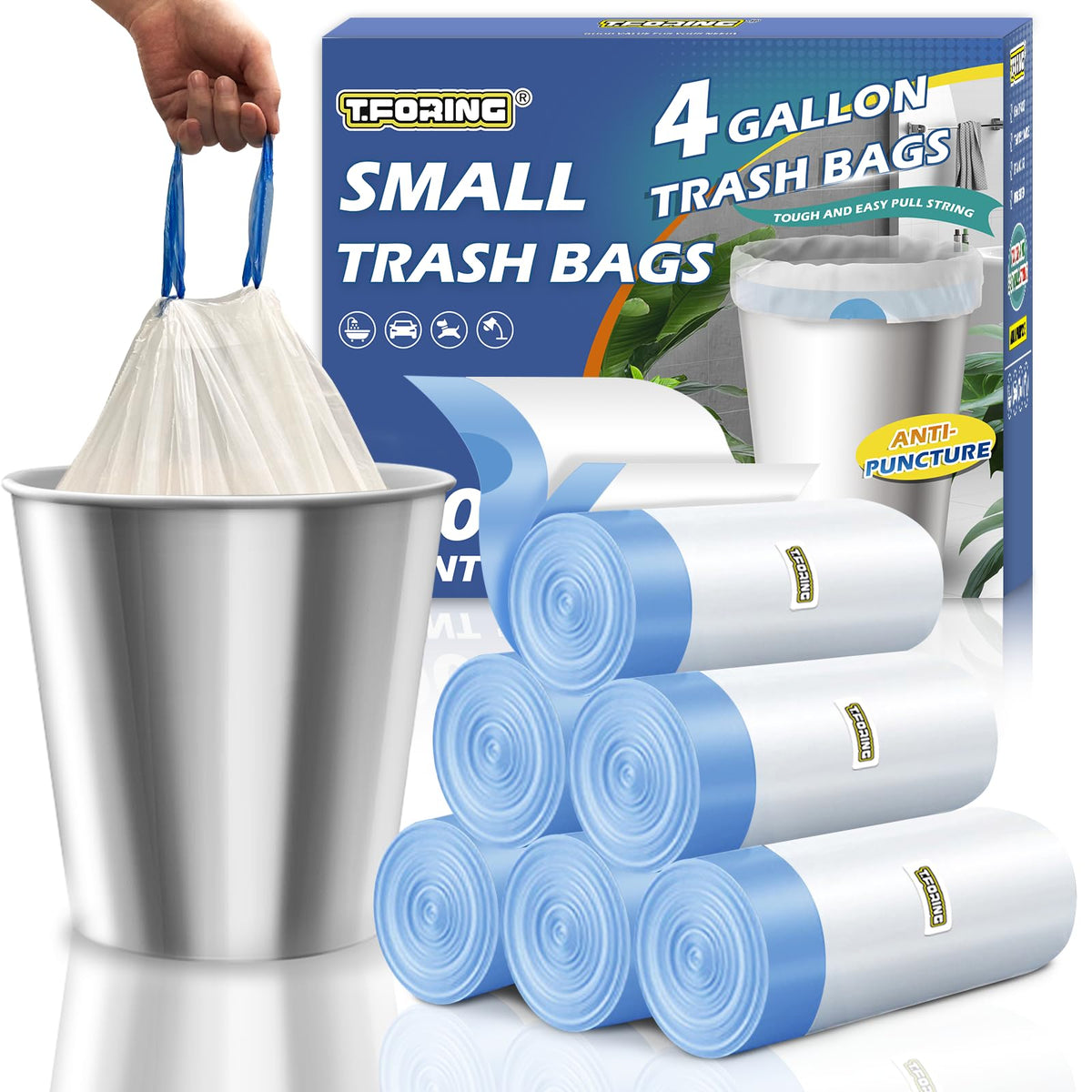 4 Gallon Drawstring Unscented Trash Bags 120 Count Z2946
