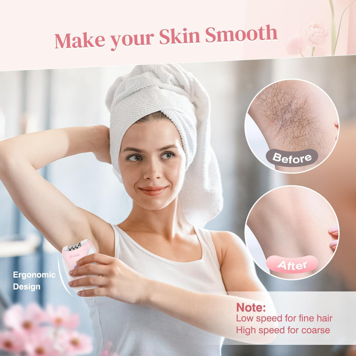 2-Speed Rechargeable Epilator with LED Light T672