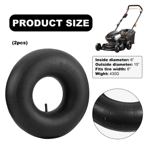 2 PCS 15×6.00-6" Inner Tubes with TR-13 Straight Valve Stem Q606